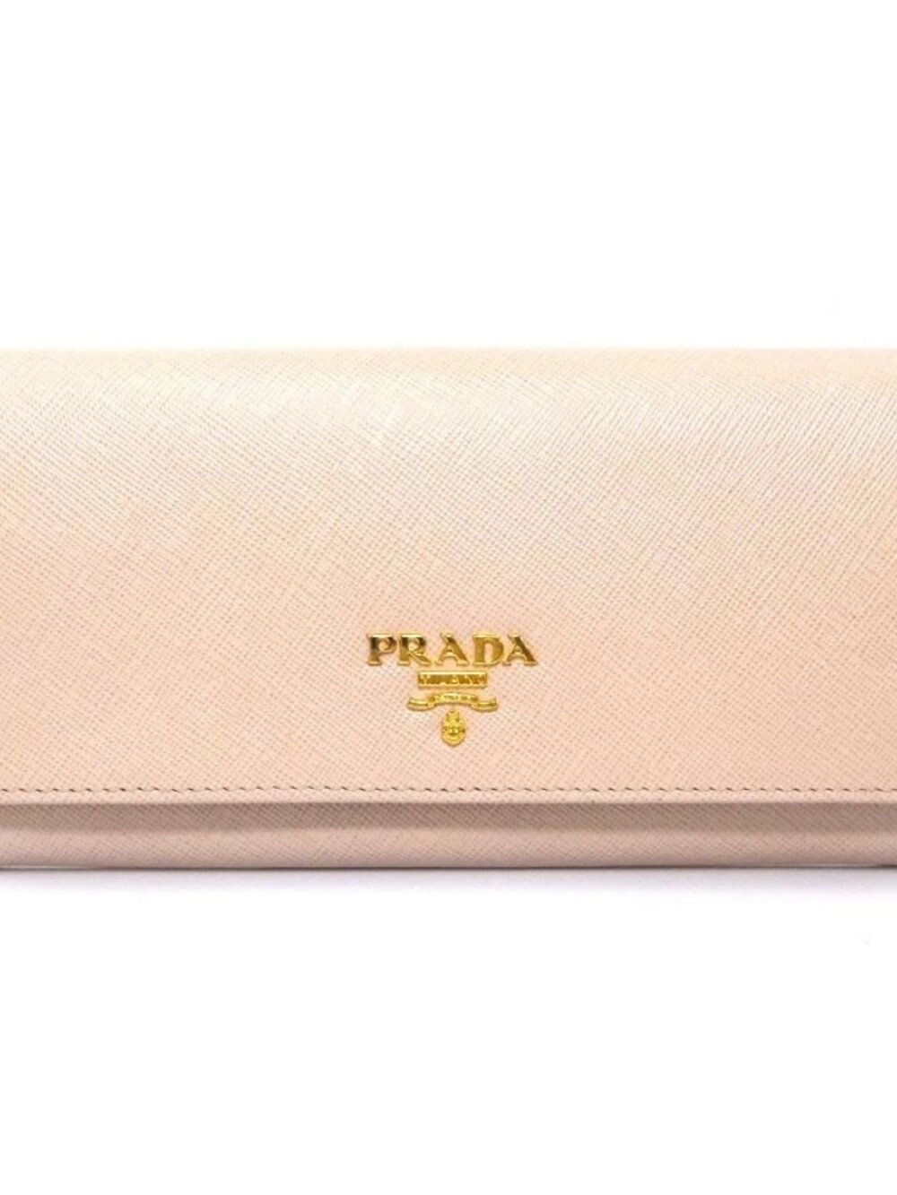 PRADA Bifold Long Wallet Light Pink Leather/Goldtone -